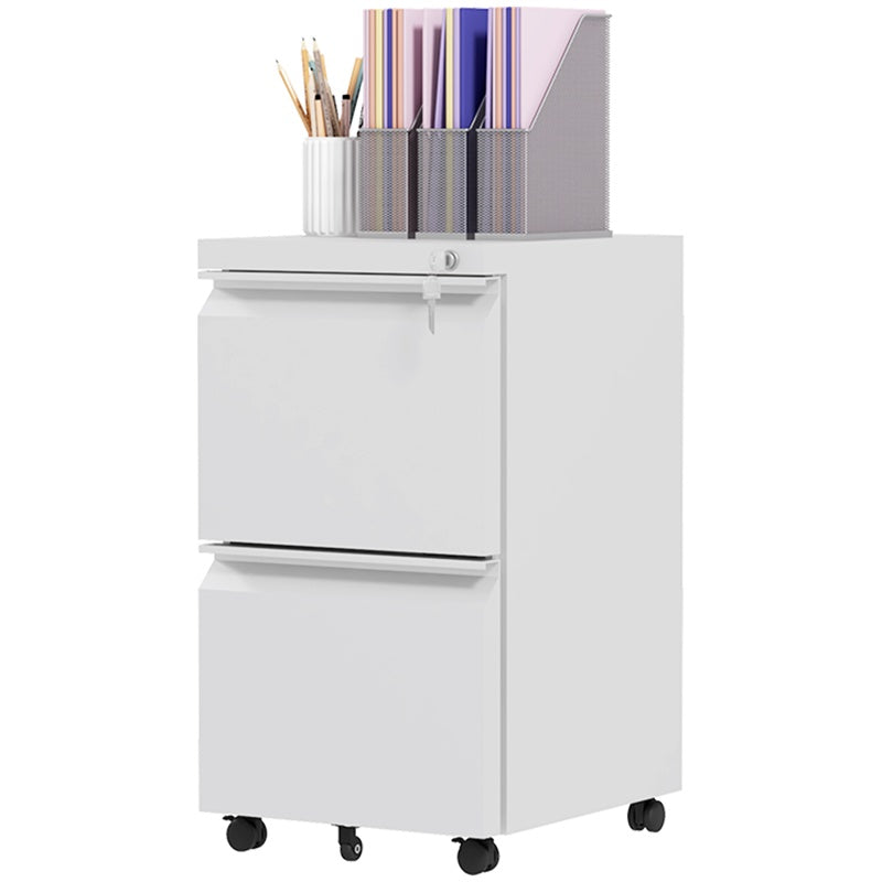 Vinsetto 2-Drawer Mobile Filing Cabinet, Steel Lockable File Cabinet for Letter, A4 and Legal Size, Pre-Assembled Body, White