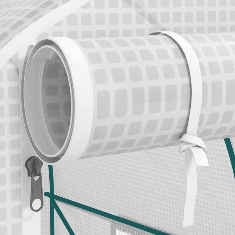 Outsunny Reinforced Walk in Polytunnel Greenhouse with Roll Up Zipped Door Windows, Galvanised Steel Frame, 2 x 2.5m