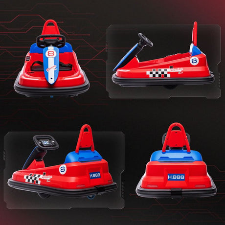 HOMCOM 6V Electric Kids Bumper Car, 6V Spin Waltz Car, with Music, Horn, Lights - Red