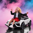 AIYAPLAY 12V Licensed Lamborghini Electric Cars for Kids, Ride On Car with Remote Control for 3-6 Years Old, White