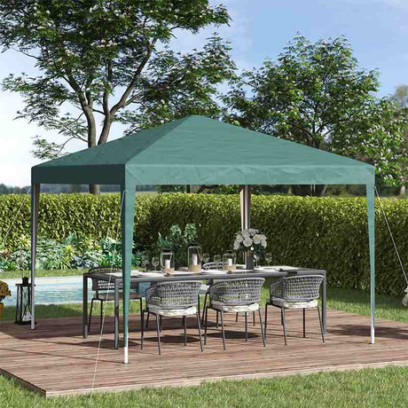 Outsunny 3 x 3M Garden Pop Up Gazebo Height Adjustable Marquee Party Tent Wedding Canopy with Carrying Bag, Green