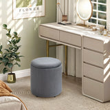 HOMCOM Set of Two Corduroy Storage Ottomans - Grey