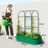Outsunny Galvanised Raised Garden Bed with Arched Trellis, 4 x 2 x 4.6ft Metal Raised Bed for Garden with Open Bottom, Green
