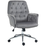 Vinsetto Linen Computer Chair with Armrest, Modern Swivel Chair with Adjustable Height, Dark Grey