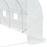Outsunny Walk-In Polytunnel Greenhouse Warm House Garden Tunnel Shelter Plant Shed with Door and Windows, Galvanised Steel Frame, 4.5 x 3 x 2m, White