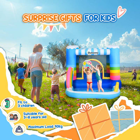 Outsunny Kids Bounce Castle Inflatable House with Trampoline Pool Climbing Wall with Inflator Carrybag, 2.8 x 1.7 x 1.55m