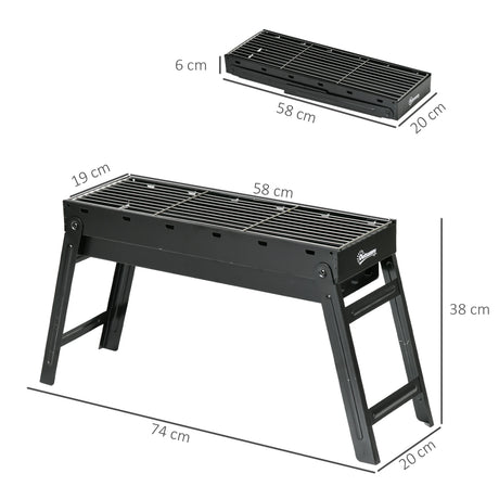 Outsunny Foldable Charcoal Grill - Black