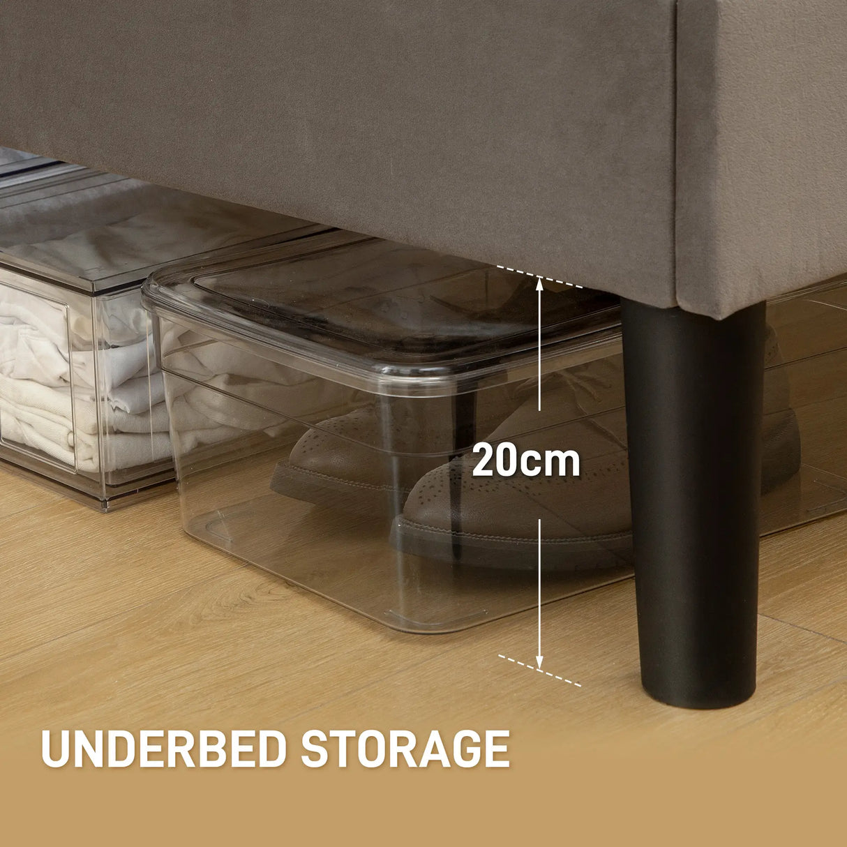 HOMCOM Double Bed Frame, with Velvet-Feel Headboard - Grey