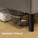 HOMCOM Double Bed Frame, with Velvet-Feel Headboard - Grey