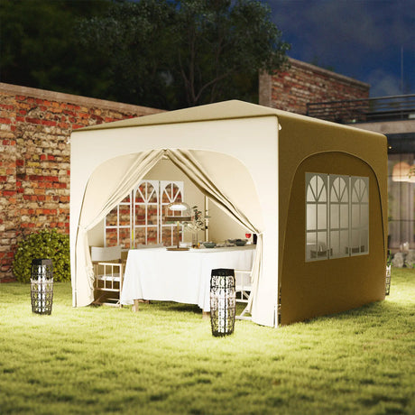 Outsunny 3 x 3m Pop-Up Gazebo Shelter, with Accessories - Sand
