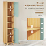 HOMCOM Bathroom Cabinet with Adjustable Shelves and Open Shelves - Green