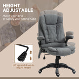 Vinsetto Massage Recliner Chair Heated Office Chair with Six Massage Points Linen-Feel Fabric 360 Swivel Wheels Grey