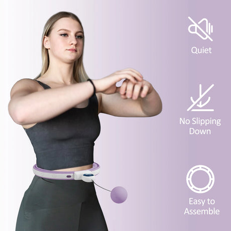 SPORTNOW Smart Weighted Hula Hoop, Massage Hula Ring w/ 16 Detachable Knots, 360 Auto-Rotating Ball, Digital Counter, Purple