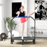HOMCOM 48" Foldable Mini Fitness Trampoline, with Adjustable Foam Handle, Blue
