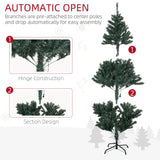 HOMCOM 5' Artificial Prelit Christmas Trees Holiday Dcor with Warm White LED Lights, Decoration, Banner, Tag, Ball