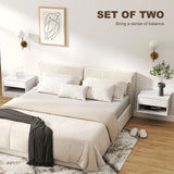 HOMCOM Set of Two Floating Bedside Tables - White