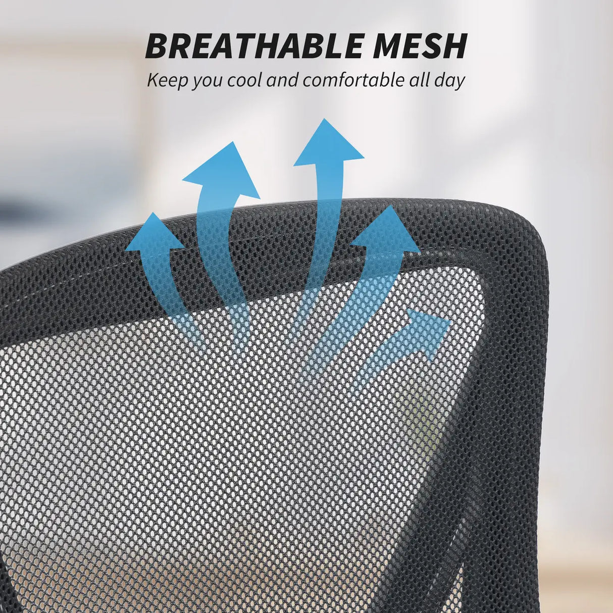 HOMCOM Office Chair, Mesh Desk Chair with Flip-up Armrests, Lumbar Support, Adjustable Height, Black