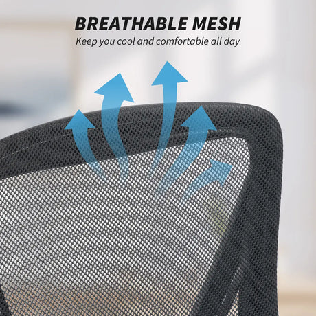 HOMCOM Office Chair, Mesh Desk Chair with Flip-up Armrests, Lumbar Support, Adjustable Height, Black