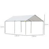 Outsunny 3 x 6m Heavy Duty Carport Garage Car Shelter Galvanized Steel Outdoor Open Canopy Tent Water UV Resistant Waterproof, White