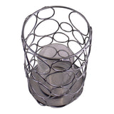 Large Silver Metal Abstract Design Candle Holder