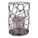 Large Silver Metal Abstract Design Candle Holder