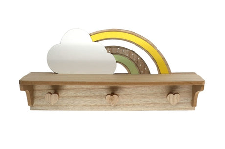 Rainbow and Cloud Shelf with Hooks