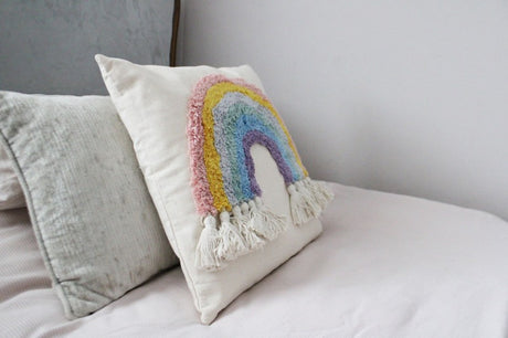 Rainbow Tassel Square Scatter Cushion