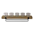 5 Piece Glass, Wood & Metal Tealight Holder