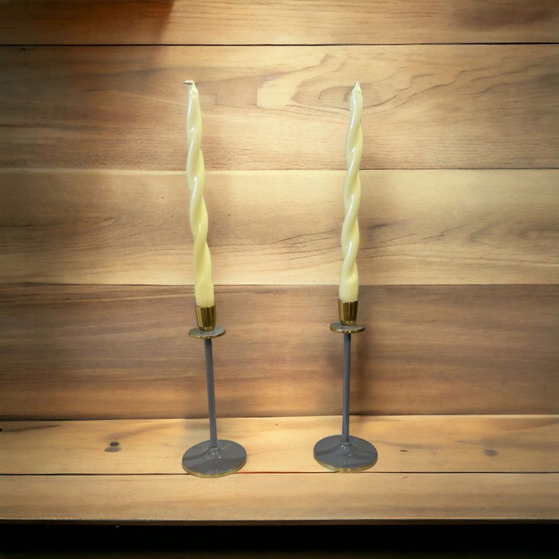 Glossy Grey Irina Candlestick, Set of 2, 26cm