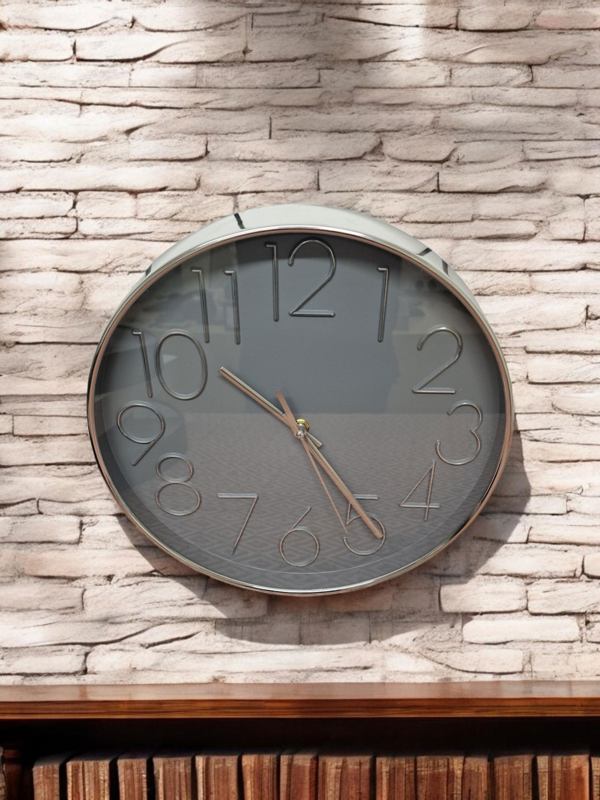 Silver Wall Clock 30cm