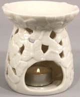 White Embossed Butterfly Oil Burner