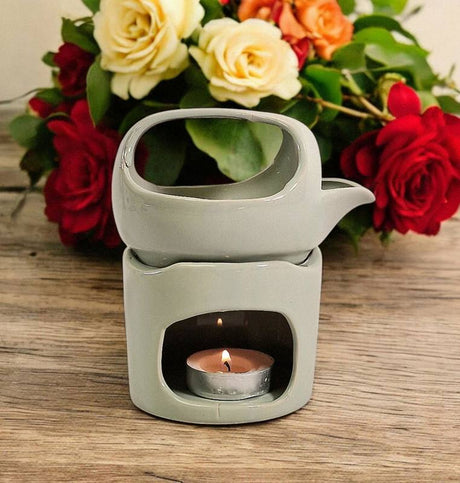 Oil Burner In Sage Green With Removeable Top