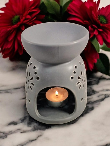 Oil Burner In Grey With Pattern Holes