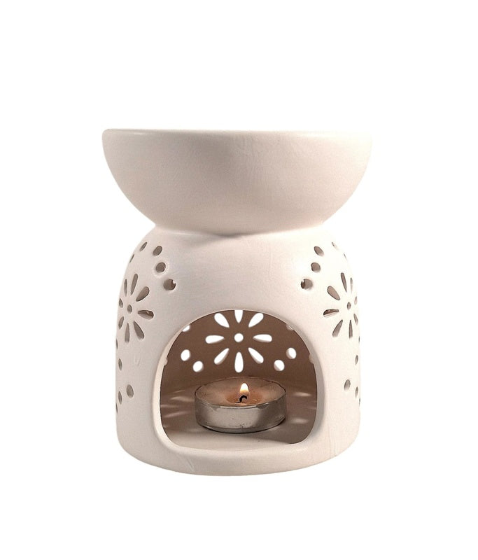 Oil Burner In White With Pattern Holes