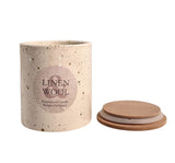 Candle Pot Wooden Lid - Linen Wool