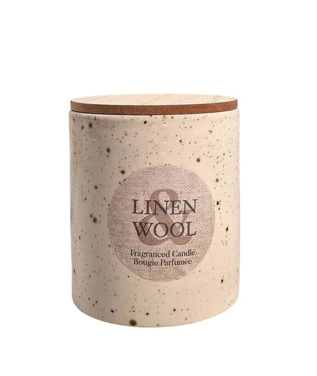 Candle Pot Wooden Lid - Linen Wool