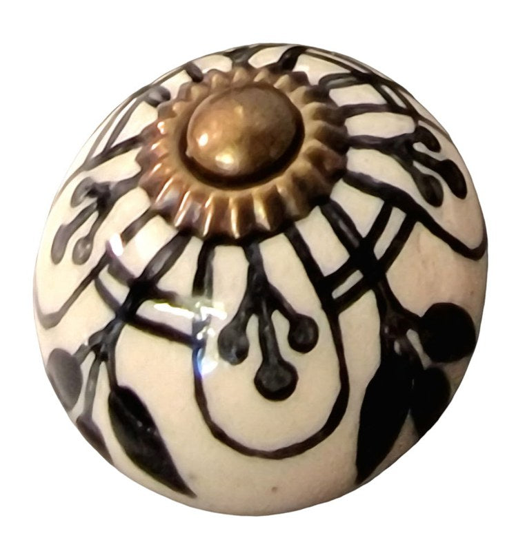 Cream & Black Drawer Knobs 4 Pack Set of 16