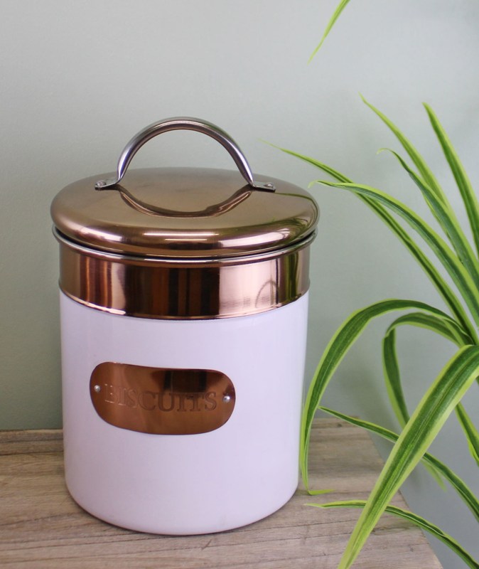 Biscuit Tin, Copper & White Metal Design