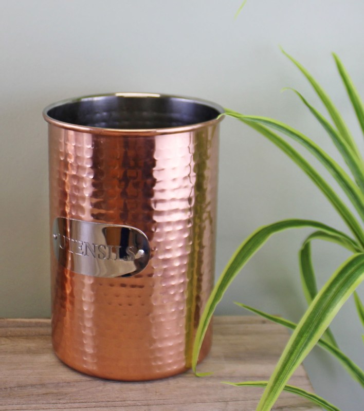 Hammered Copper Utensil Holder