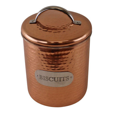 Hammered Copper Biscuit Tin, 17x14cm