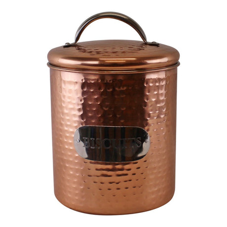 Hammered Copper Biscuit Tin, 17x14cm