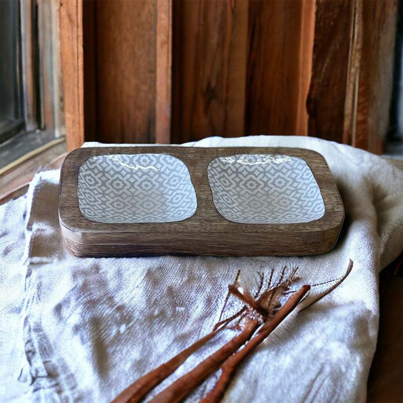 Wood Enamel Snack Bowls