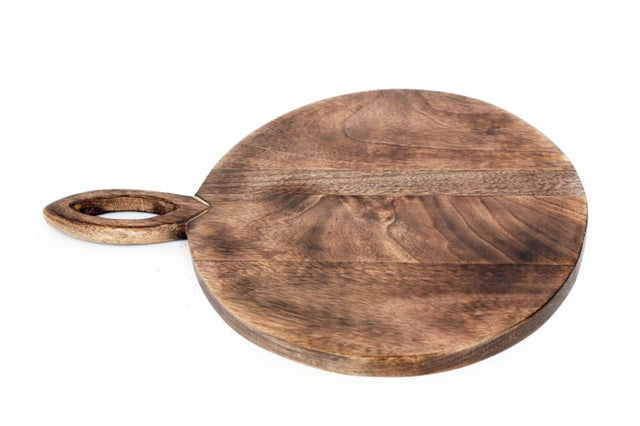 Circular Wooden Chopping Board With Carved Handle 39cm