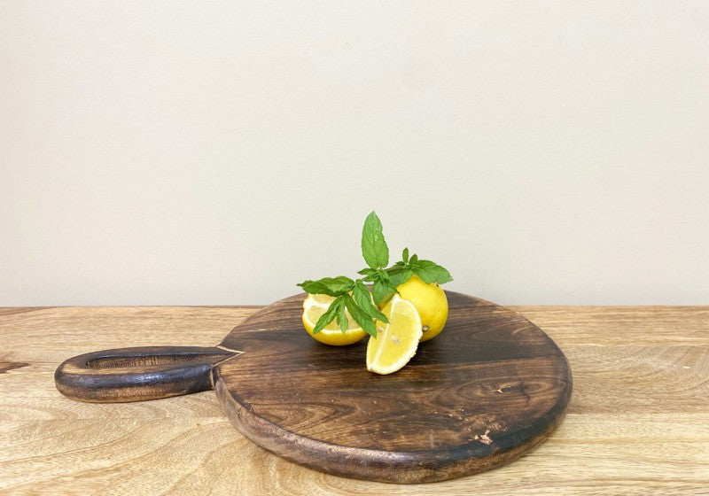 Circular Wooden Chopping Board With Carved Handle 39cm