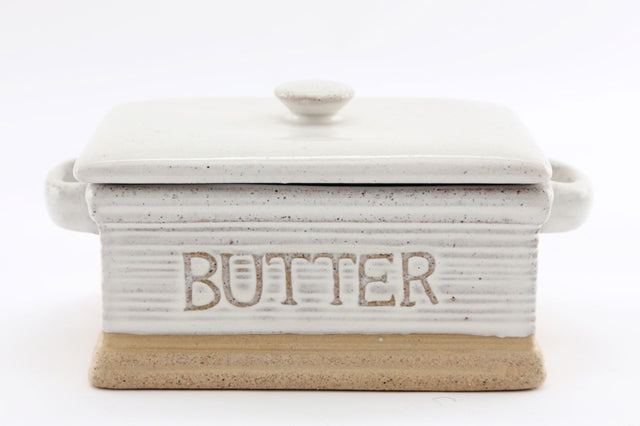 Natural Ceramic Butter Dish 19cm