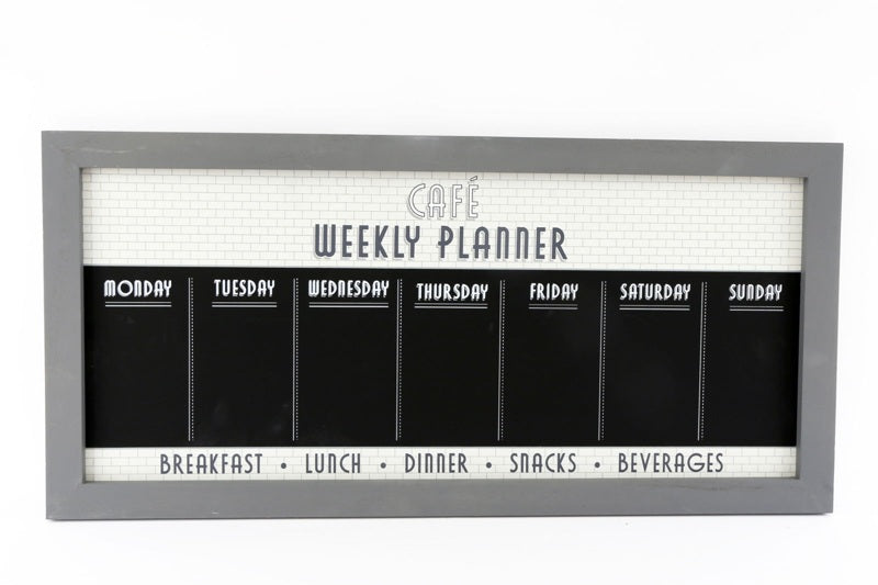 Bistro Cafe Wooden Grey Chalkboard Week Planner 67cm