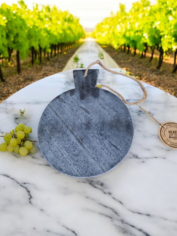 Grey Round Marble Chopping Board 31x25cm