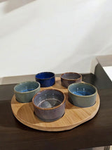 Tapas Dishes On Bamboo Tray Set Of 5 Bowls