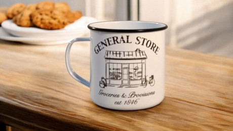 White General Store Tin Mug