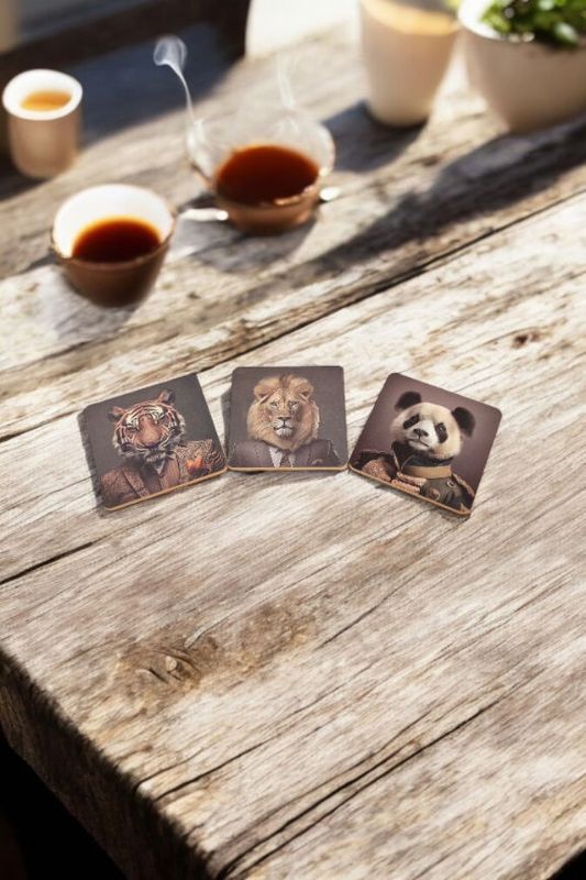 Jungle Animal Head Coaster Set of 6